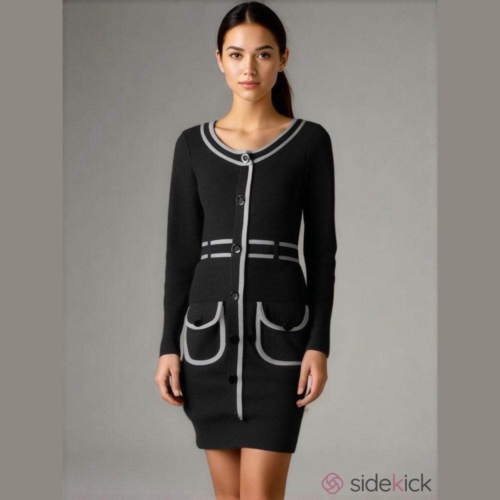 Left on Houston Silk Blend Fitted Sweater Dress Two-Tone Anthropologie Style